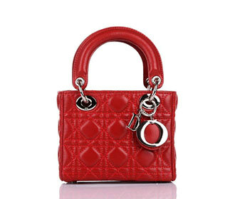 mini lady dior lambskin leather bag 6321 red with silver hardware